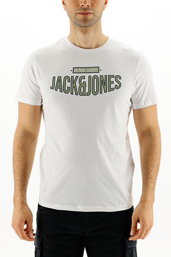 Jack & Jones JORBOOSTER SS CREW NECK Beyaz Erkek Kısa Kol T-Shirt