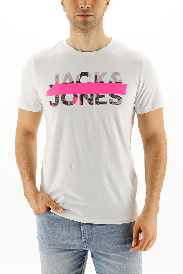 Jack & Jones JORTAPS SS CREW NECK Beyaz Erkek Kısa Kol T-Shirt