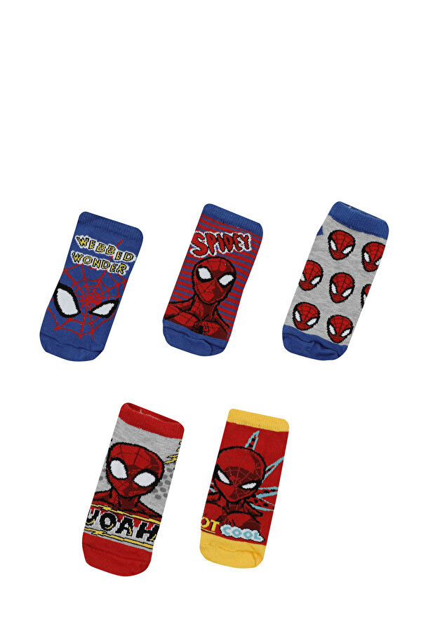 Spiderman SPIDEY 5 LI PTK-B 3PR Lacivert Erkek Çocuk 5'li Patik Çorap