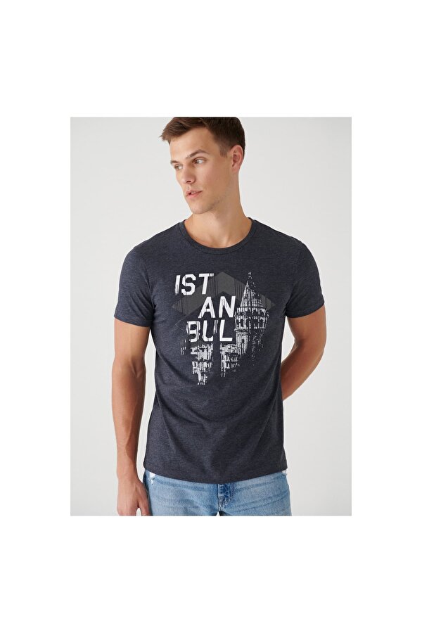 Mavi Erkek Lacivert İstanbul Tişört (065003-17588)