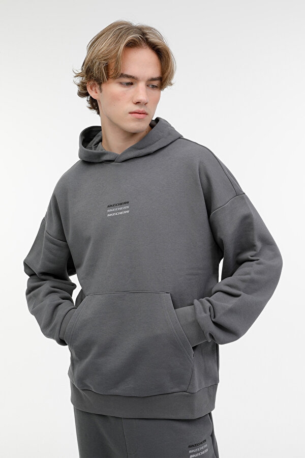 Skechers M Essential Hoodie GRI Erkek Sweatshirt