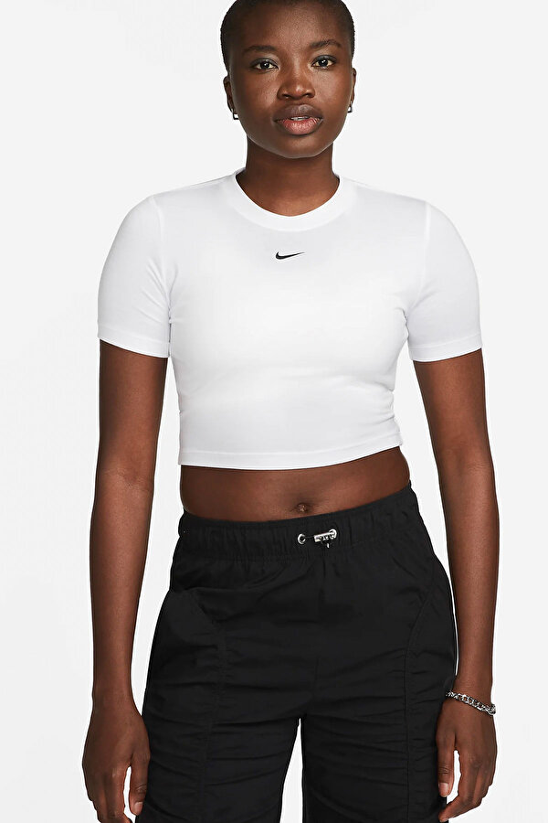 Nike W NSW TEE ESSNTL SLIM CRP Beyaz Kadın Kısa Kol T-Shirt