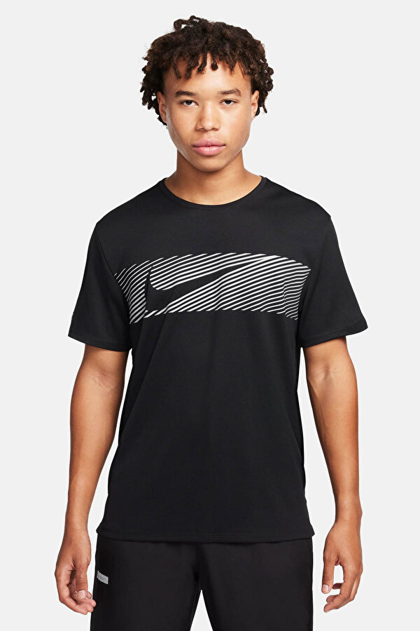 Nike M NK FLASH MILER TOP Siyah Erkek Kısa Kol T-Shirt