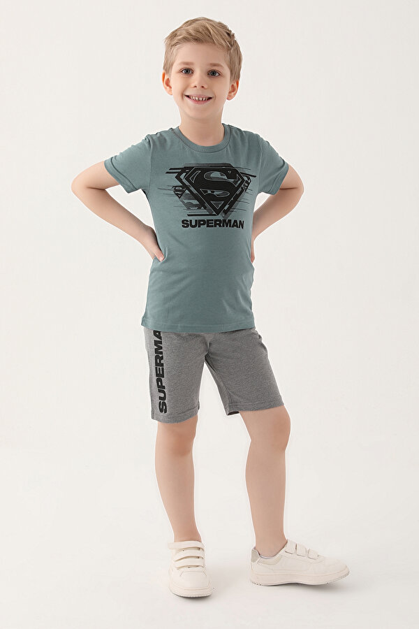 SUPERMAN L1644-3 Erkek Çocuk Kapri Takım Pastel Yeşil