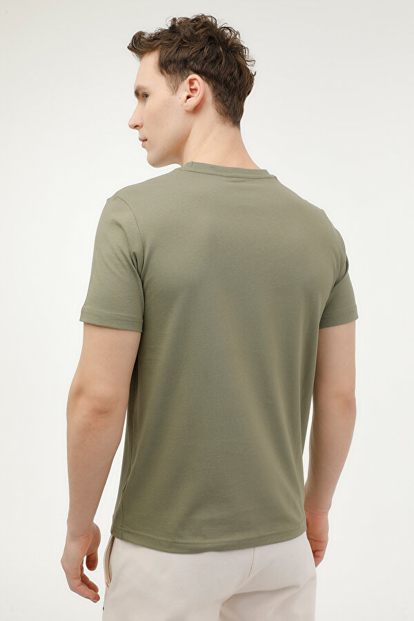 Lumberjack M-CT102 BSC C NK T-SH 4FX Haki Erkek Kısa Kol T-Shirt