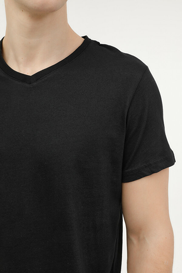 Lumberjack M-CT106 BSC V NK T-SH 4FX Siyah Erkek Kısa Kol T-Shirt