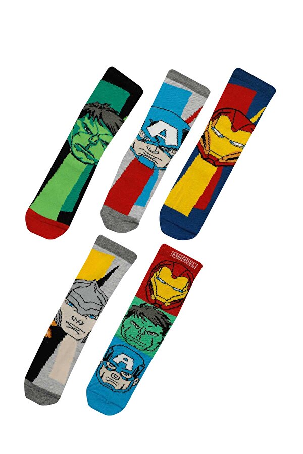 Avengers AVNGRS 5 LI SKT- B 3PR Çok Renkli Erkek Çocuk Soket Çorap