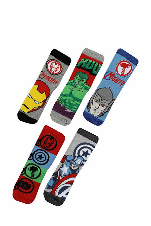 Avengers MARVEL 5 LI SKT-B 3PR Çok Renkli Erkek Çocuk Soket Çorap