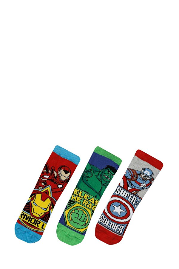 Avengers MARVEL SPR 3LU SKT-B 3PR Çok Renkli Erkek Çocuk Soket Çorap