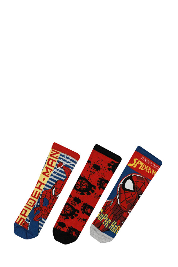 Spiderman SPDRM SPR 3 LU SKT- B 3PR Kırmızı Erkek Çocuk Soket Çorap
