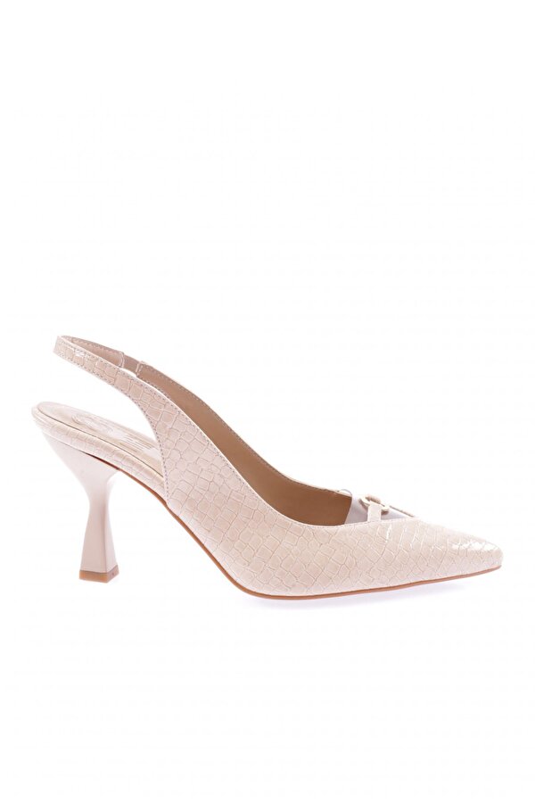 DGN 03-23Y Kadin Sivri Burun Şeffaf Detayli Aksesuarli Topuklu Ayakkabi