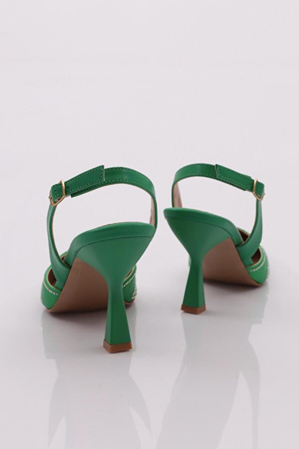 DGN 01-23Y Kadin Silver Taşli Sivri Burun Topuklu Ayakkabi