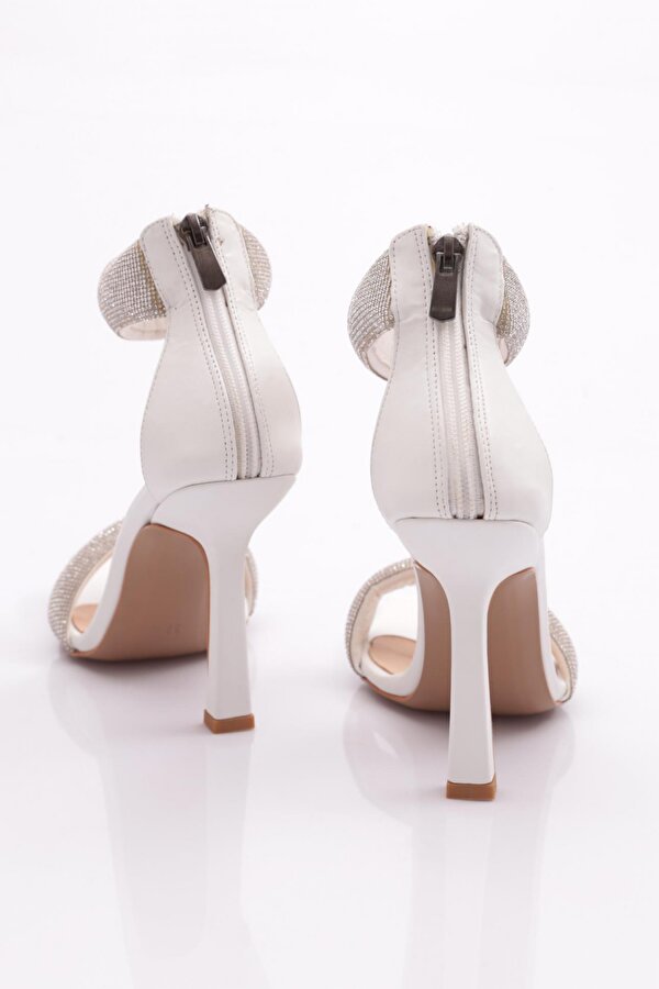 DGN 8044Kadin Silver Taşli Bilekten Bağli Topuklu Sandalet