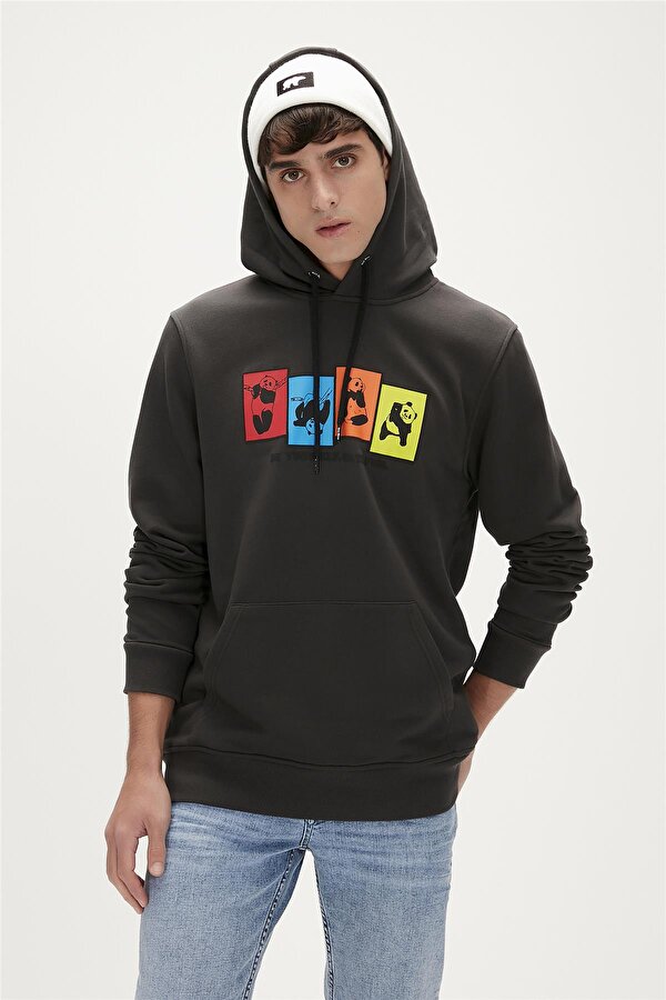 Bad Bear Fun Hoodie Antrasit Kapüşonlu Erkek Sweatshirt
