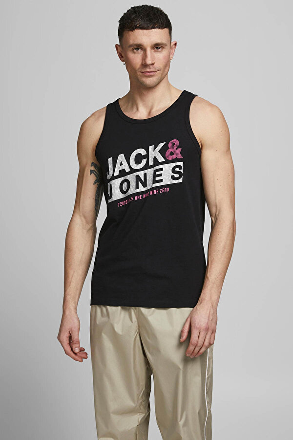Jack & Jones JCOLIQUID TANK TOP FST Siyah Erkek Kolsuz T-Shirt