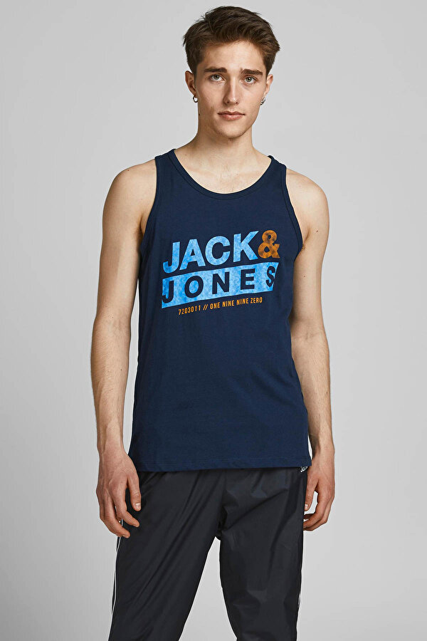 Jack & Jones JCOLIQUID TANK TOP FST Lacivert Erkek Kolsuz T-Shirt