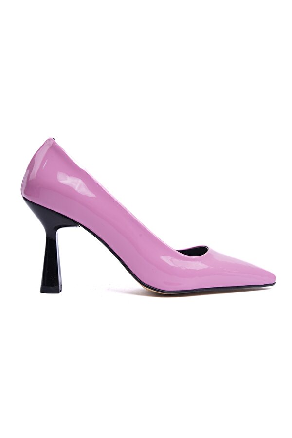 Divolya Vest Pembe Rugan (8cm) Topuk  Boyu Günlük Kullanım Stiletto