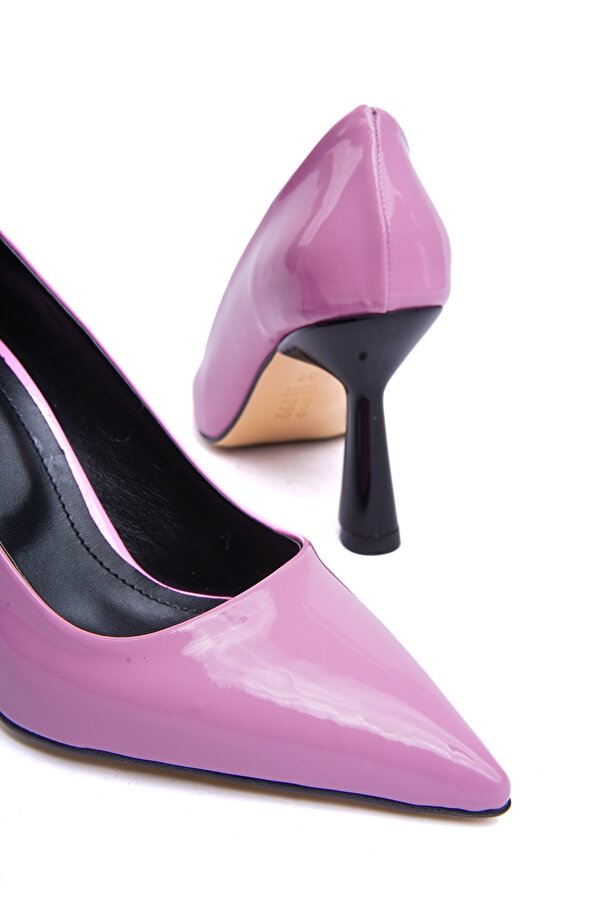 Divolya Vest Pembe Rugan (8cm) Topuk  Boyu Günlük Kullanım Stiletto