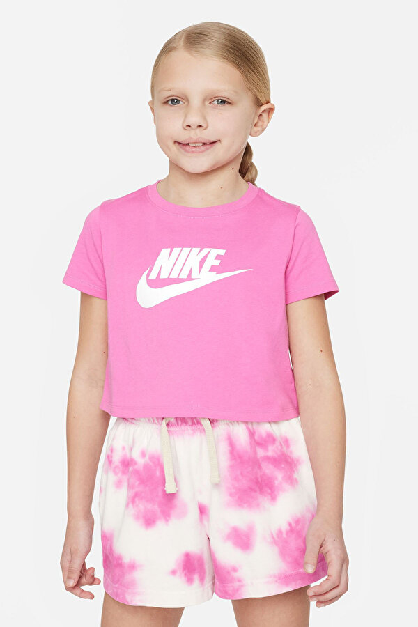 Nike G NSW TEE CROP FUTURA Pembe Kız Çocuk Kısa Kol T-Shirt