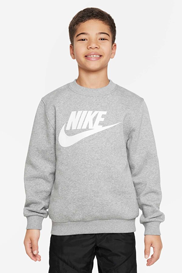 Nike K NSW CLUB FLC CREW LS HB GRI Erkek Çocuk Sweatshirt