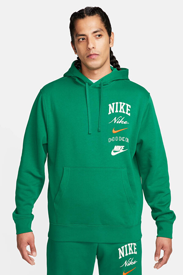 Nike M NK CLUB BB PO HDY STACK Yeşil Erkek Sweatshirt