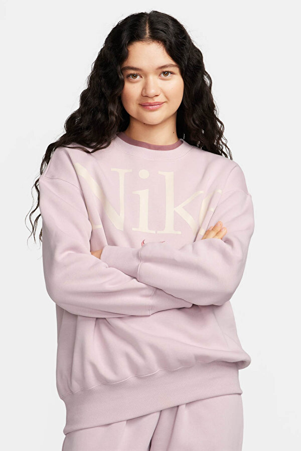 Nike W NSW PHNX FLC OS LOGO CR Mor Kadın Sweatshirt