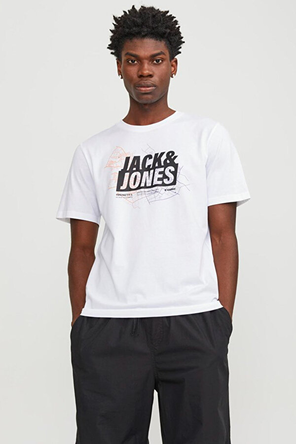 Jack & Jones JCOMAP LOGO TEE SS CREW N Beyaz Erkek Kısa Kol T-Shirt