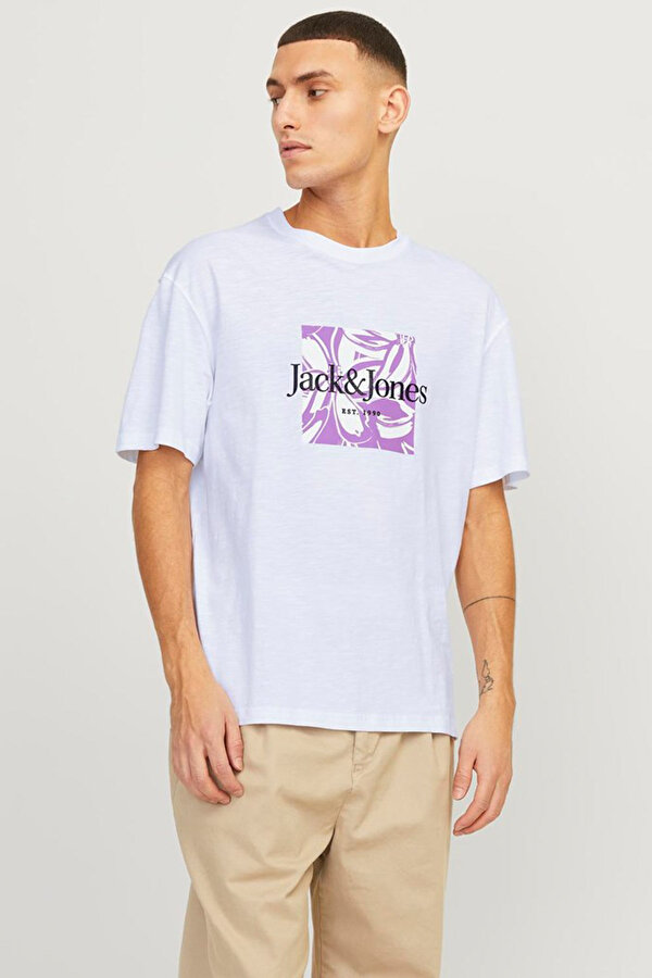 Jack & Jones JORLAFAYETTE BRANDING TEE Beyaz Erkek Kısa Kol T-Shirt