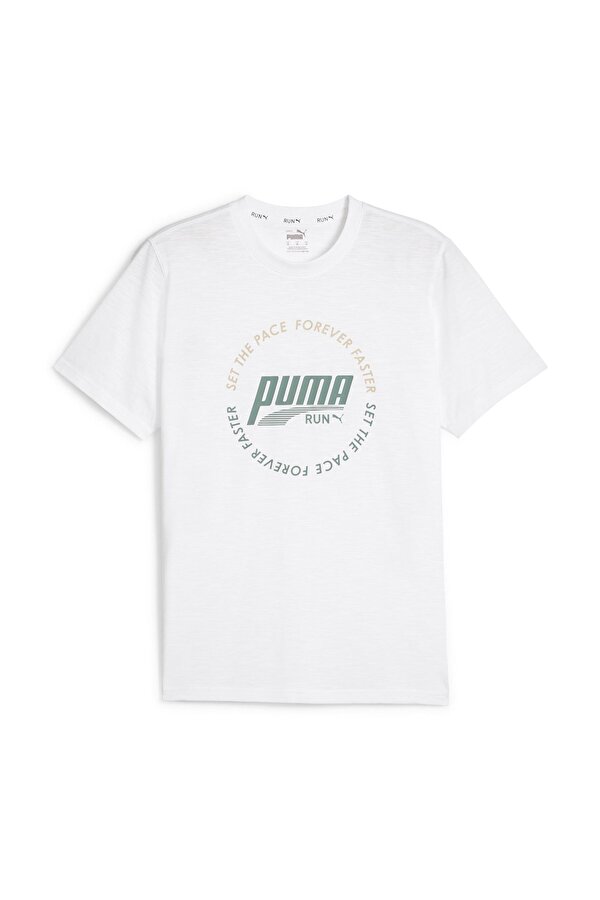 Puma MEN"S GRAPHIC RUN EMBLEM Beyaz Erkek Kısa Kol T-Shirt