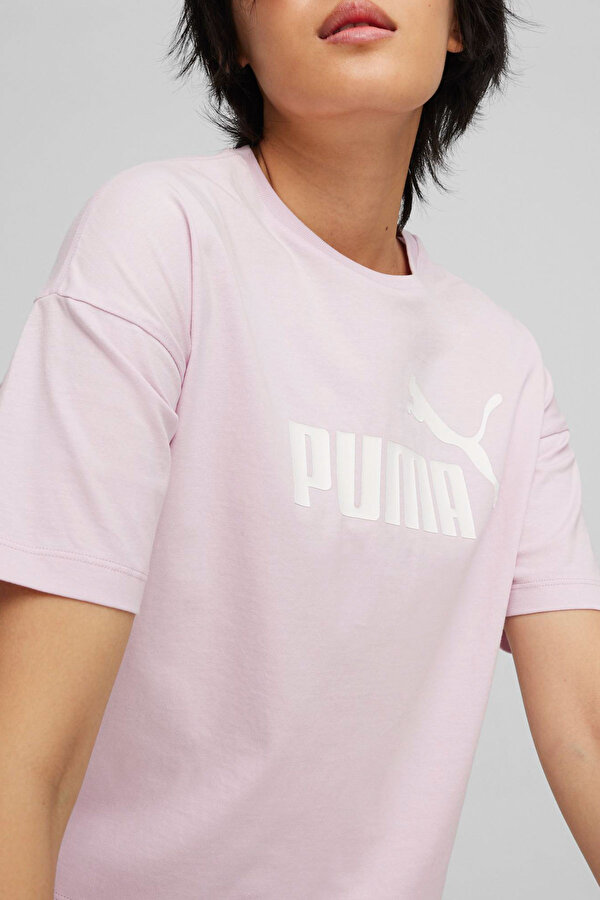 Puma ESS Cropped Logo Tee Bej Kadın Kısa Kol T-Shirt
