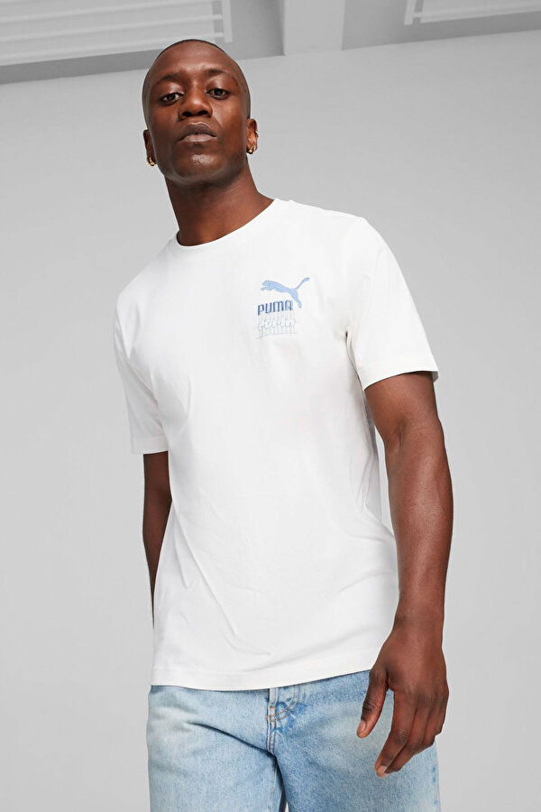 Puma BRAND LOVE Graphic Tee Beyaz Erkek Kısa Kol T-Shirt