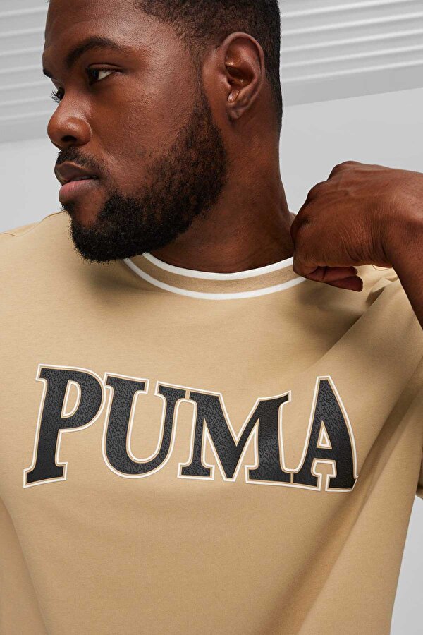 Puma SQUAD Graphic Tee Koyu Bej Erkek Kısa Kol T-Shirt