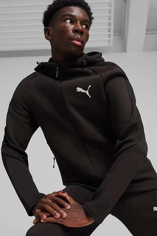 Puma EVOSTRIPE Full-Zip Hoodie Siyah Erkek Sweatshirt