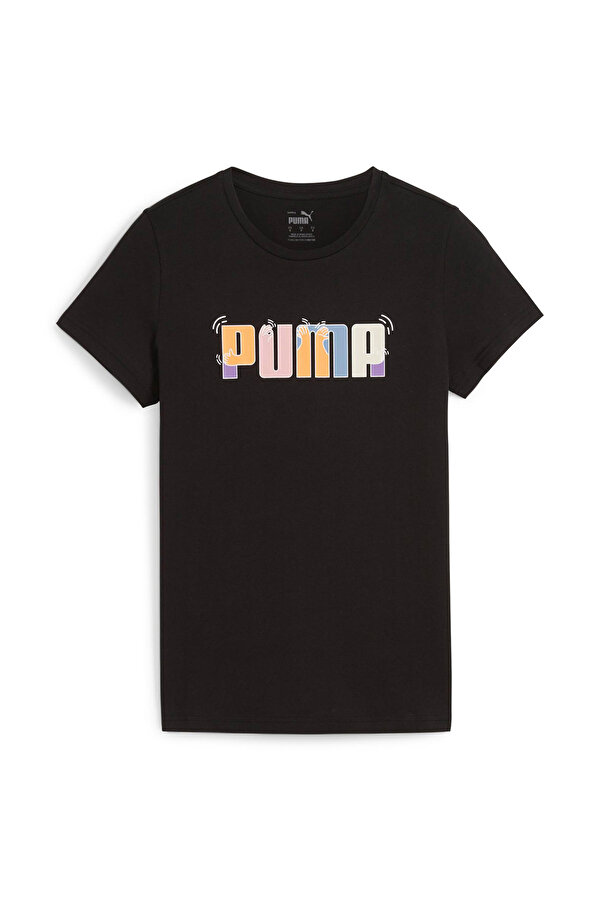 Puma ESS+ Graphic Tee Siyah Kadın Kısa Kol T-Shirt