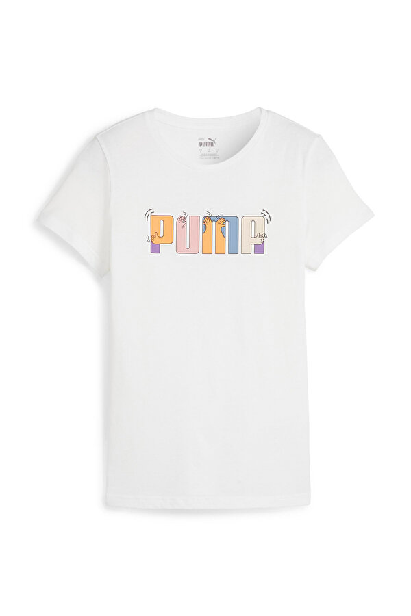 Puma ESS+ Graphic Tee Beyaz Kadın Kısa Kol T-Shirt
