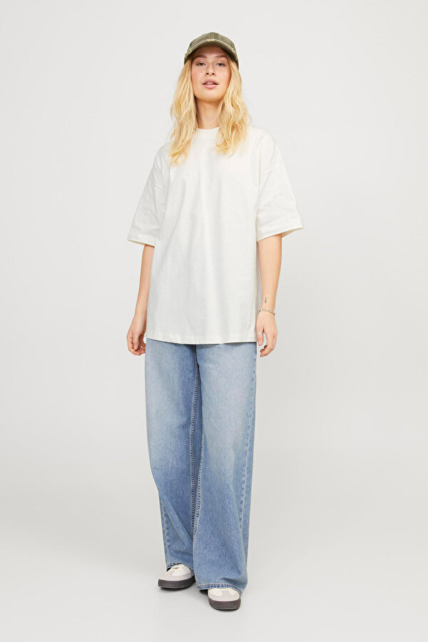 Jjxx JXVALERIA OVS SS TEE JRS Ekru Kadın Kısa Kol T-Shirt