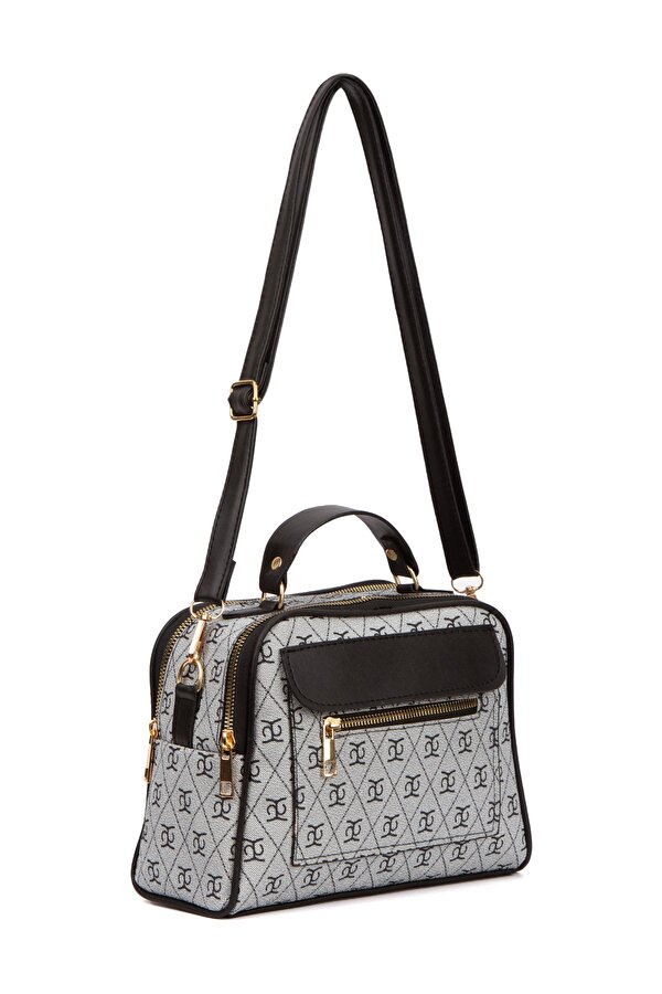 Adelina Bags Kadın Desenli El Ve Omuz Çantası ve Mekanizmalı Cüzdan Seti