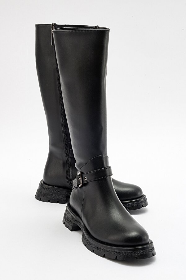 Luvi Shoes COVELA Siyah Cilt Kadın Çizme