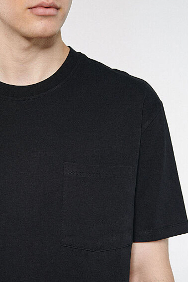 Mavi CEPLİ TİŞÖRT   SIYAH Siyah Erkek Kısa Kol T-Shirt