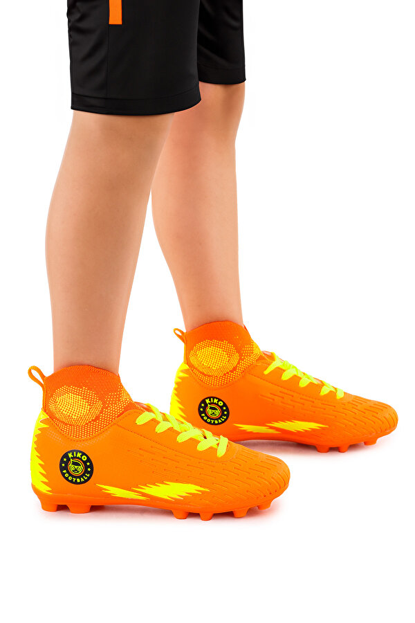 Kiko Kids 142 FKP Boğazlı Krampon Çim Saha Erkek Çocuk Futbol Ayakkabı Turuncu - Sarı