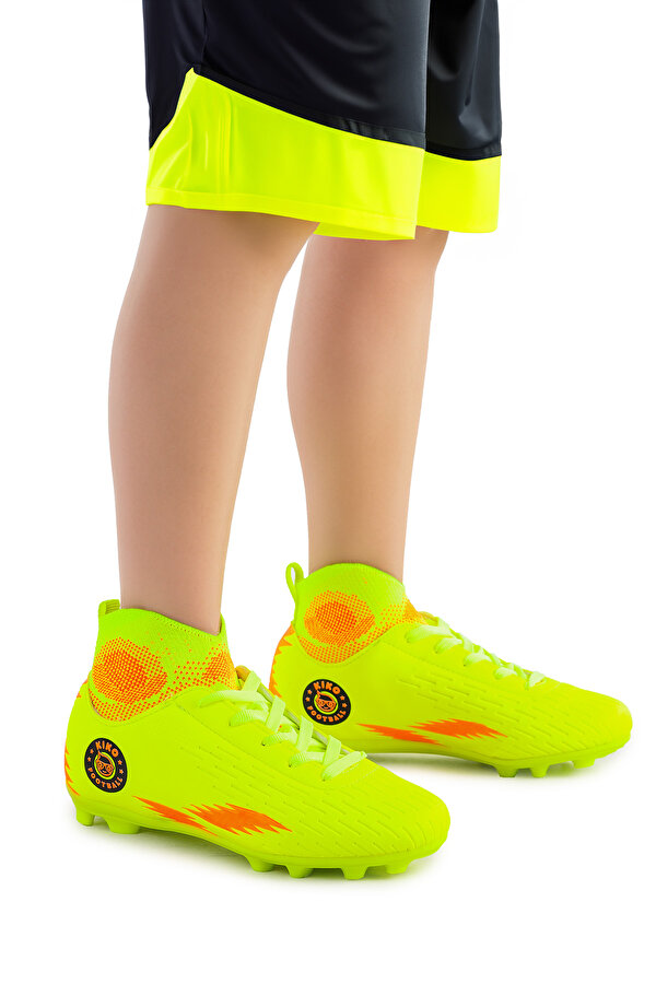 Kiko Kids 142 FKP Boğazlı Krampon Çim Saha Erkek Çocuk Futbol Ayakkabı Sarı - Turuncu