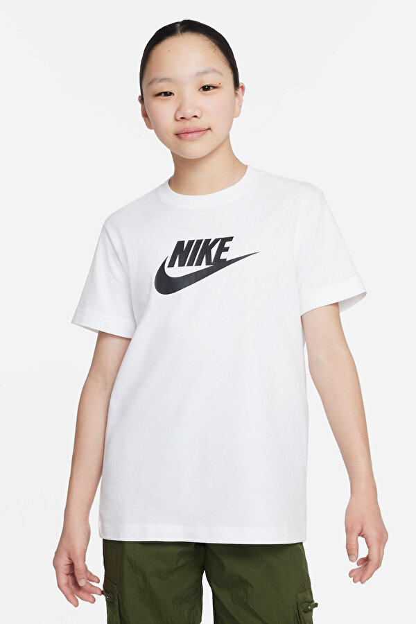 Nike G NSW TEE FUTURA SS BOY Beyaz Kız Çocuk Kısa Kol T-Shirt
