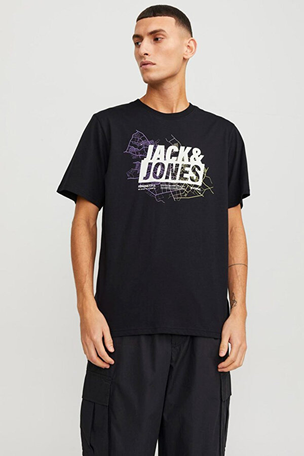 Jack & Jones JCOMAP LOGO TEE SS CREW N Siyah Erkek Kısa Kol T-Shirt