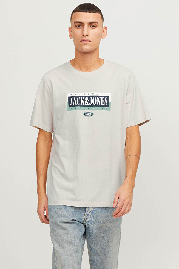 Jack & Jones JORCOBIN TEE SS CREW NECK Bej Erkek Kısa Kol T-Shirt