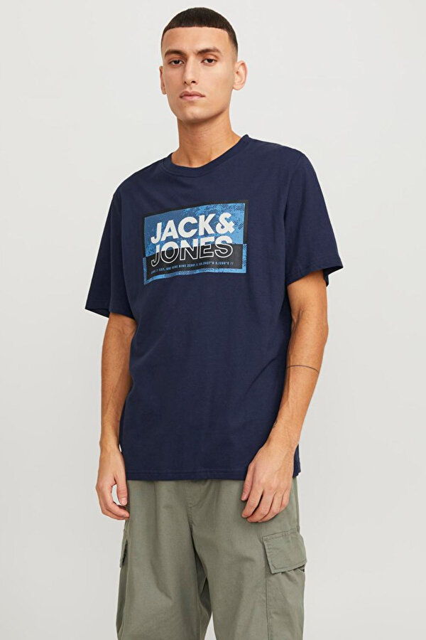 Jack & Jones JCOLOGAN TEE SS CREW NECK Lacivert Erkek Kısa Kol T-Shirt