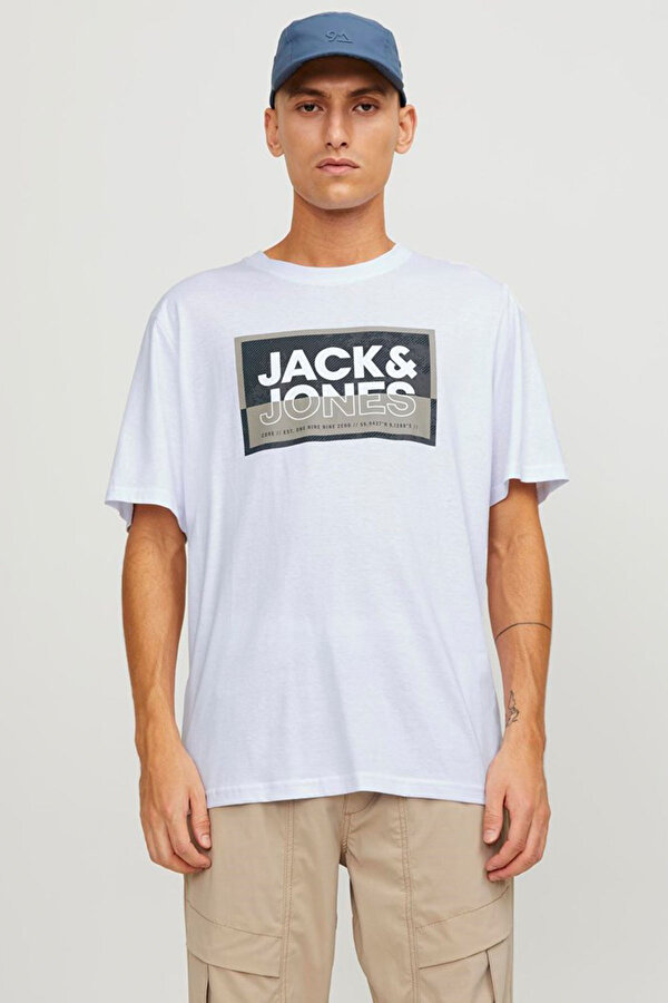 Jack & Jones JCOLOGAN TEE SS CREW NECK Beyaz Erkek Kısa Kol T-Shirt