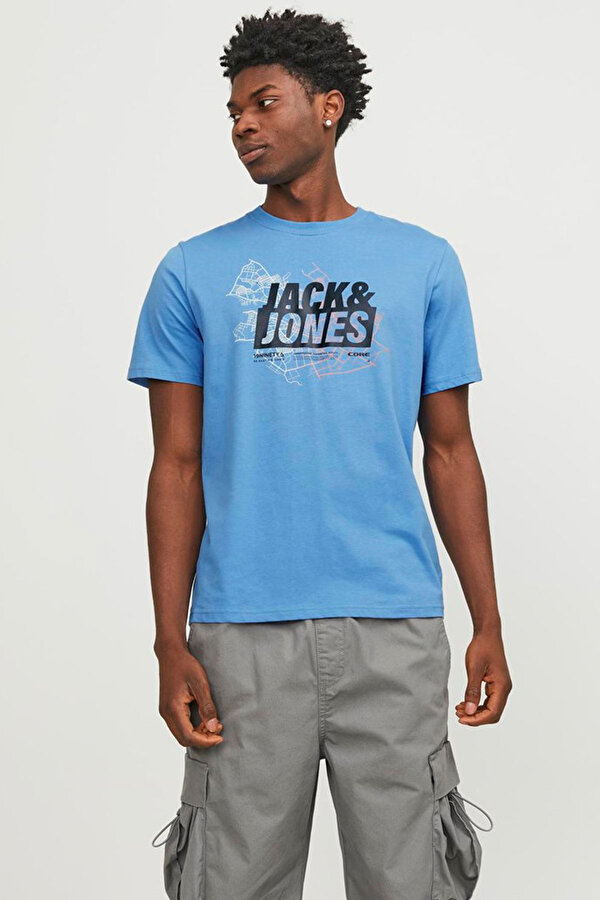 Jack & Jones JCOMAP LOGO TEE SS CREW N Mavi Erkek Kısa Kol T-Shirt
