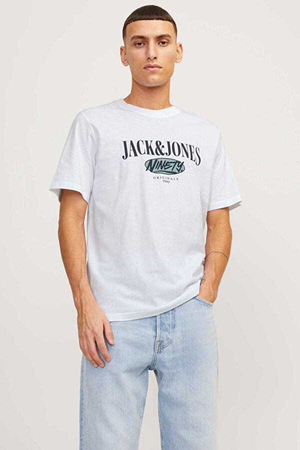 Jack & Jones JORCOBIN TEE SS CREW NECK Beyaz Erkek Kısa Kol T-Shirt