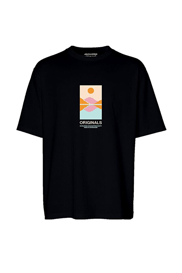 Jack & Jones JORLAFAYETTE TEE SS CREW Siyah Erkek Kısa Kol T-Shirt