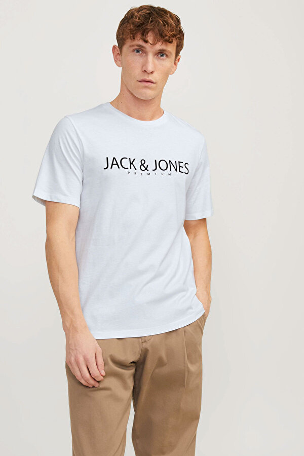 Jack & Jones JPRBLAJACK SS TEE CREW NE Beyaz Erkek Kısa Kol T-Shirt